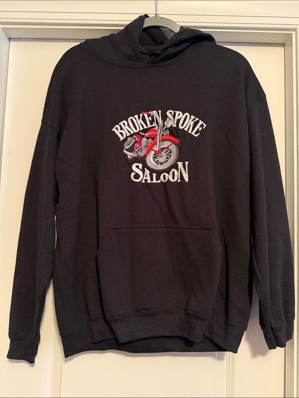 Gildan Black Hoodie with Red Motorcycle Graphic